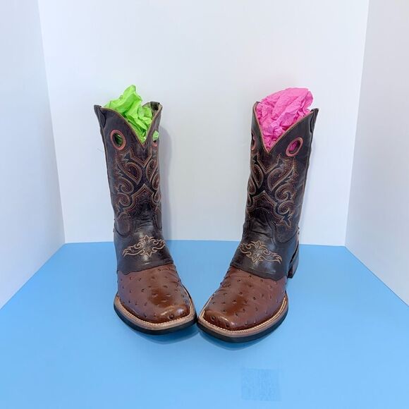 JNV Western Wear Men’s Leather Square Toe
Ostrich Print Rodeo Boots Size 11 main image 7